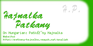 hajnalka patkany business card